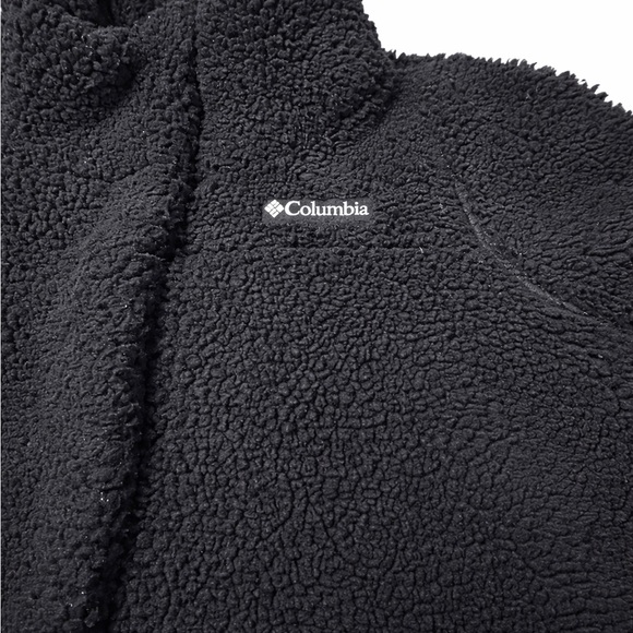 Columbia Women’s Black Sherpa Fleece Coat Long Soft Warm Medium - Picture 7 of 14